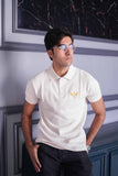 Men's Cream Ribbed Polo Shirt