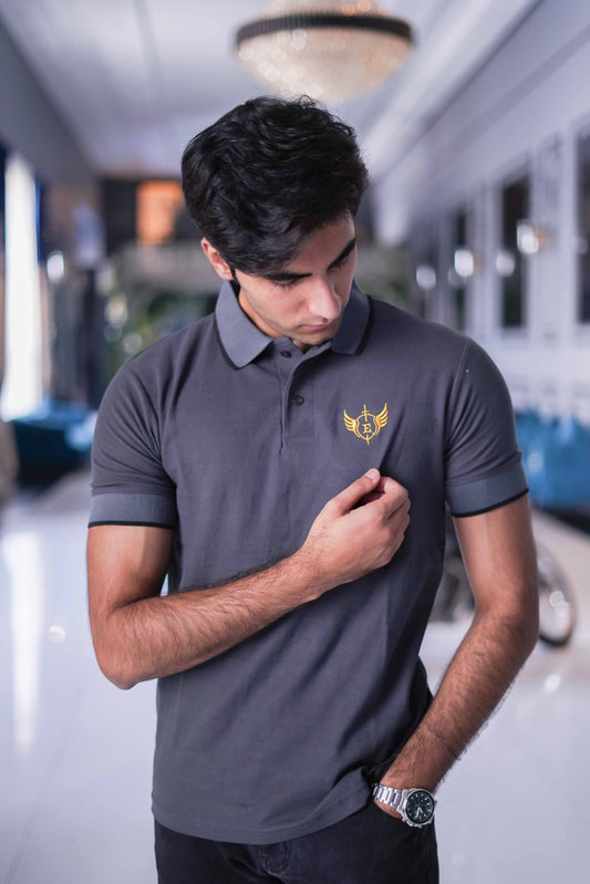 Men's Premium Grey Pique Polo Shirt